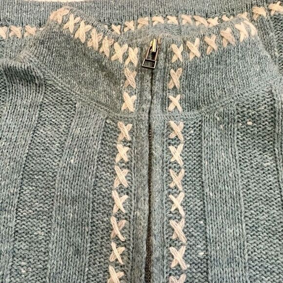 Woolrich Mint Green Ling Sleeve Zip Neck Wool Blend Sweater Petite Large - Picture 7 of 7